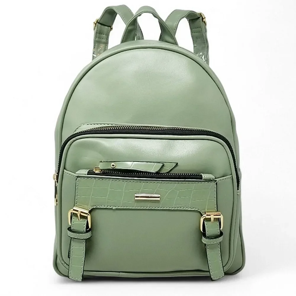 Sage Green Large Front Pocket Backpack Purse